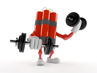 Canvas Print - Dynamite character with dumbbells