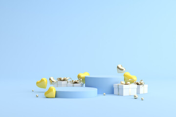 Aufkleber - Mock up podium of gift box with balloons in heart shape. 3d rendering.