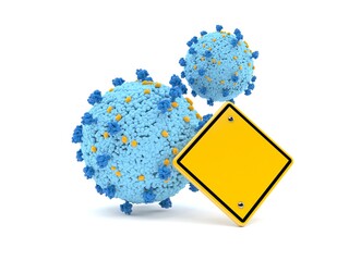 Canvas Print - Virus with blank road sign