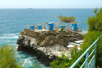 Wall Mural - Panorama costiero sul Mar Ligure a Nervi, Genova, Liguria, Italia.