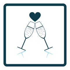 Canvas Print - Champagne Glass With Heart Icon