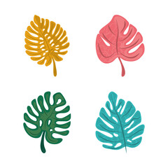 Sticker - tropical leaf natural botanical exotic icon set flat design