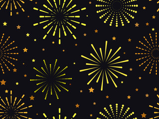 Wall Mural - Seamless pattern with fireworks. Festive vector background