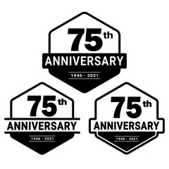 Wall Mural - 75 years anniversary set. 75th celebration logo collection. Vector and illustration. 