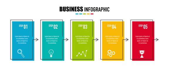 Fototapete - Infographics design vector and business icons with 5 options for presentation and web site