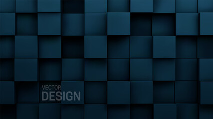 Poster - Tidewater green cubes abstract background. Random mosaic shapes.