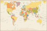 Fototapeta Mapy - Detailed retro political World Map