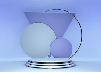 Poster - Background 3d blue rendering with podium and minimal blue wall scene, minimal abstract background 3d rendering abstract geometric shape blue pastel color. Stage for awards on website in modern.