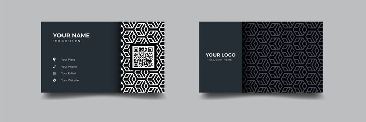 Wall Mural - luxury and elegant dark black navy business card. design with new pattern minimalist print template.