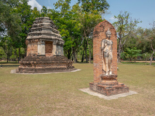 Buddha Statues in Sukhothai in Thailand.