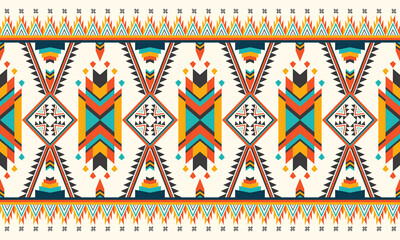 Geometric ethnic pattern seamless flower color oriental. seamless pattern. Design for fabric, curtain, background, carpet, wallpaper, clothing, wrapping, Batik, fabric,Vector illustration. pattern sty