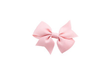 Pink Hair Bow Isolated On White.