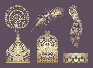 peacock motif designs, textile , Rajasthan, royal India	