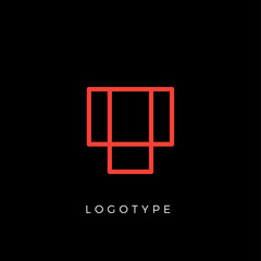 Poster - Geometric shape letter T, line monogram, decorative logo concept, linear monogram for architecture office, minimal style vector logo.