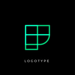 Poster - Geometric shape letter P, line monogram, decorative logo concept, linear monogram for architecture office, minimal style vector logo.