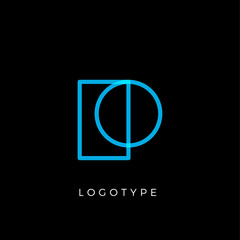 Poster - Geometric shape letter P, line monogram, decorative logo concept, linear monogram for architecture office, minimal style vector logo.