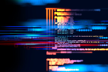 Poster - Programming code abstract technology background of software developer and  Computer script 3d illustration