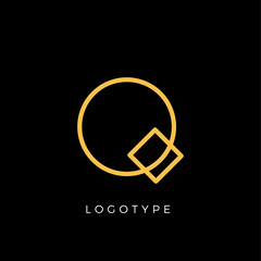 Poster - Geometric shape letter Q, line monogram, decorative logo concept, linear monogram for architecture office, minimal style vector logo.