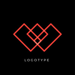 Poster - Geometric shape letter W, line monogram, decorative logo concept, linear monogram for architecture office, minimal style vector logo.