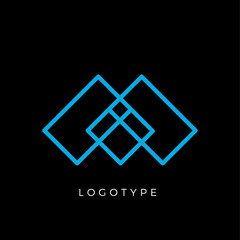 Poster - Geometric shape letter M, line monogram, decorative logo concept, linear monogram for architecture office, minimal style vector logo.