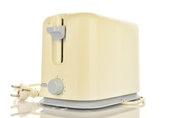 One toaster, close-up, isolated on white.