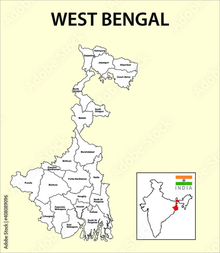District Map Of Bengal West Bengal Map Political And Administrative Map Of West Bengal With  Districts Name Showing International And State Boundary And District  Boundary Of Assam Illustration Of Districts Kolkata Map Abstract Wall Mural  |