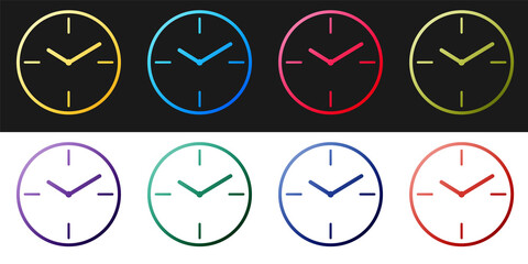 Poster - Set Clock icon isolated on black and white background. Time symbol. Vector.
