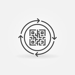 Poster - QR Code with Round Arrows outline vector concept icon or design element