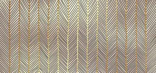 Wall Mural - abstract seamless hand drawn golden lines art pattern on gold background luxury style.