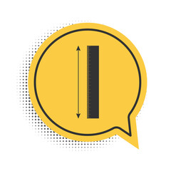 Poster - Black The measuring height and length icon isolated on white background. Ruler, straightedge, scale symbol. Yellow speech bubble symbol. Vector.