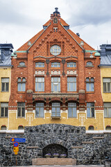 Poster - Brick red Art Nouveau building of Institute of Physiology. Helsinki, Finland.