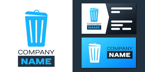 Poster - Logotype Trash can icon isolated on white background. Garbage bin sign. Recycle basket icon. Office trash icon. Logo design template element. Vector.