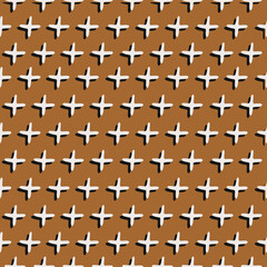 Aufkleber - Abstract seamless pattern of doodle 3d crosses on mustard background. Modern vector design