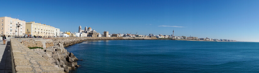 Sticker - panorama cityscape view of the historic city center in Cadiz