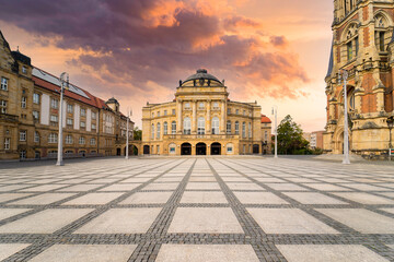 Wall Mural - Chemnitz Sachsen Kirche Platz Karl Marx Stadt Theaterplatz Opernhaus Chemnitz Petrikirche Straße der Nationen
