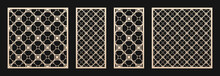 Laser Cut Panel. Vector Template, Abstract Geometric Pattern In Oriental Style. Elegant Round Grid, Mesh, Lattice Ornament. Decorative Stencil For Laser Cutting Of Wood, Metal. Aspect Ratio 1:1, 1:2