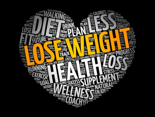 Wall Mural - Lose Weight heart word cloud collage, health concept background