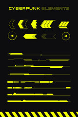 Fototapete - set of futuristic interface elements. arrows and lines in cyberpunk style of design.