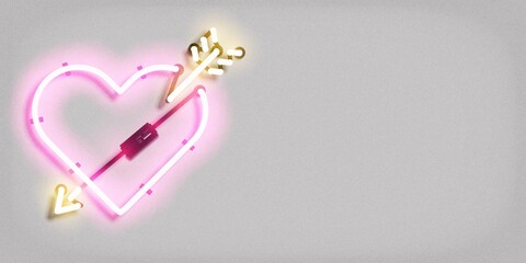 Wall Mural - vector realistic isolated neon sign of heart logo on the white background. concept of valentine's da