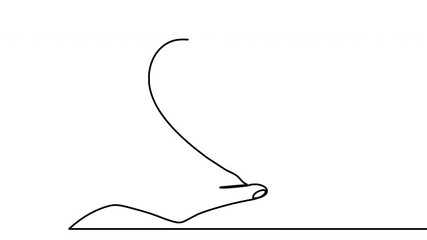 Poster - Continuous one line animated drawing of hand holding heart on palm. 4k video animation.