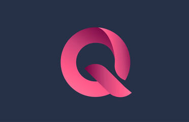 Q blue pink alphabet letter logo for branding and business. Gradient design for creative use in icon lettering