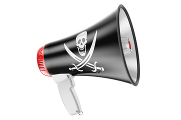 Wall Mural - Megaphone with piracy flag, 3D rendering