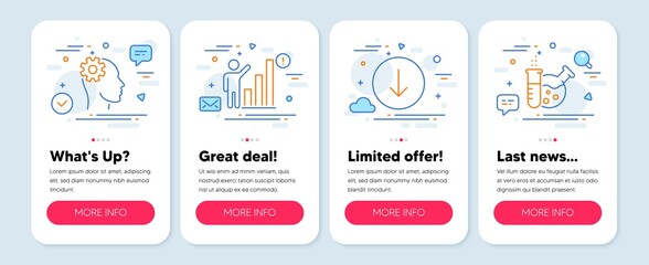 Poster - set of technology icons, such as graph chart, scroll down, engineering symbols. mobile app mockup ba