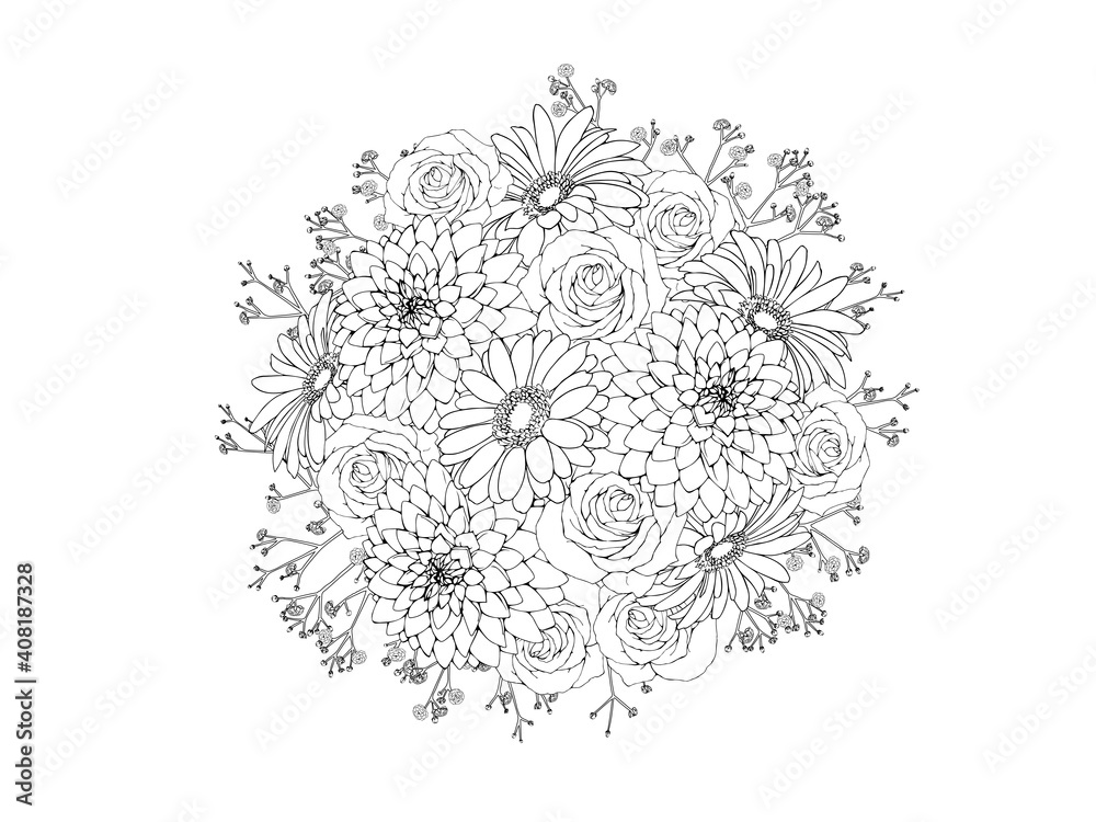 感謝の花束_線画 Stock Vector | Adobe Stock