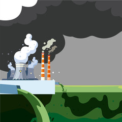 Poster - environmental contamination by factory, waste emission to river water