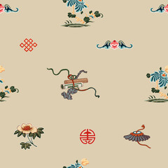 Wall Mural - Traditional Chinese art vector seamless background