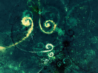 green abstract fractal background 3d rendering illustration