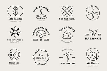 healthcare center logo template vector set