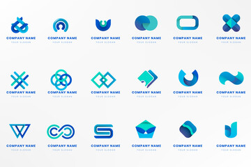 Poster - Blue logo branding design vector set