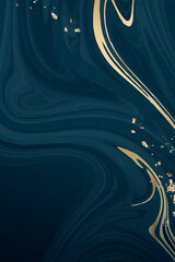 Canvas Print - gold and blue fluid patterned background vector